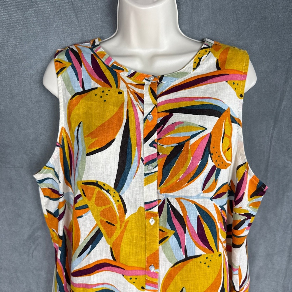 C&C California Womens L Linen Sleeveless Tank Top Beach Bright Boho Summer - Picture 13 of 15